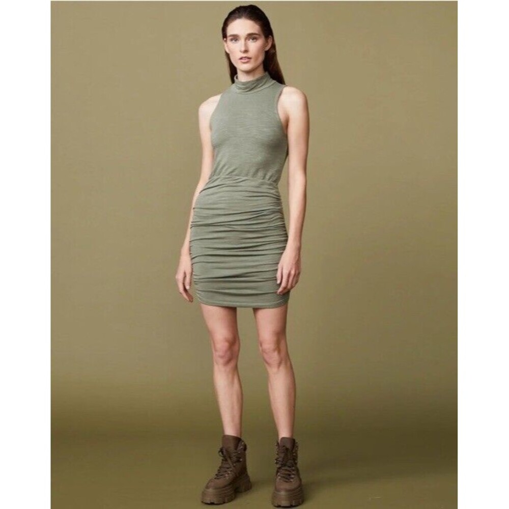 Monrow Supersoft Mock Neck Tank Dress Women's Laurel Green Size S